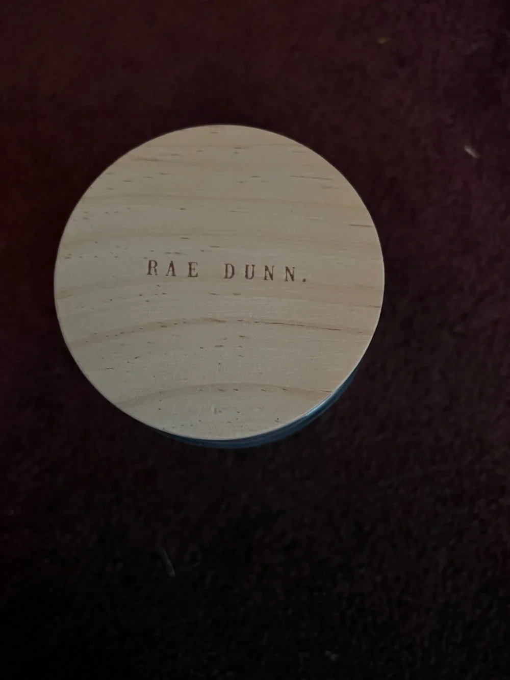 Rae Dunn Cotton Rounds Glass Jar with Wood-Grain Lid
